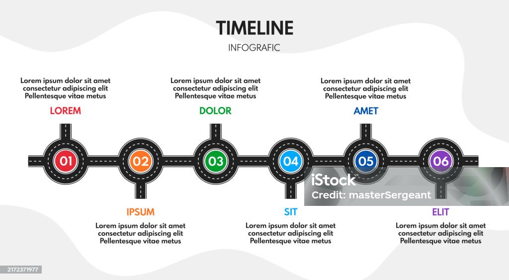 Progress Or Process 6 Steps Process Progress Or Timeline Road Infografic Vector Template ...