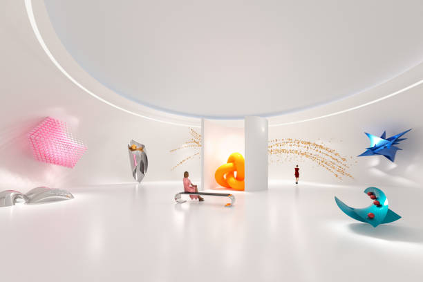 istock Abstract futuristic objects in a modern art center 2172374430