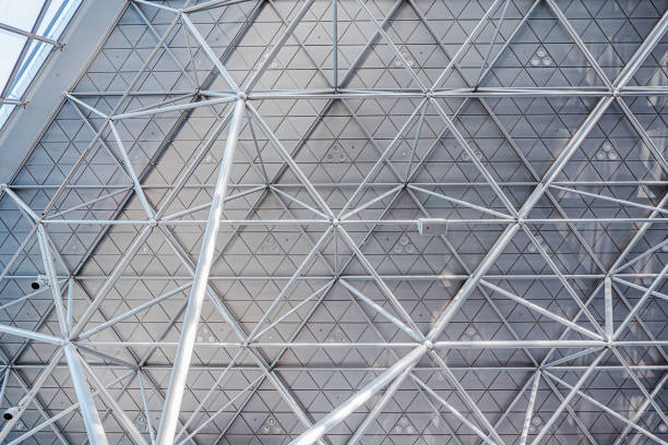 istock Geometric Architecture with Futuristic Metal Texture 2172378871