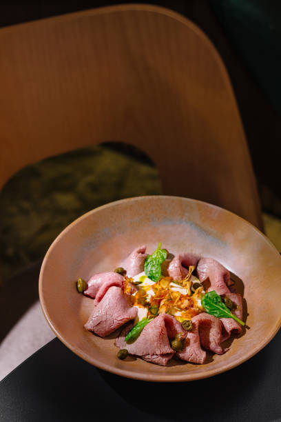 istock Delicious vitello tonnato dish served on elegant plate in restaurant setting 2172389791