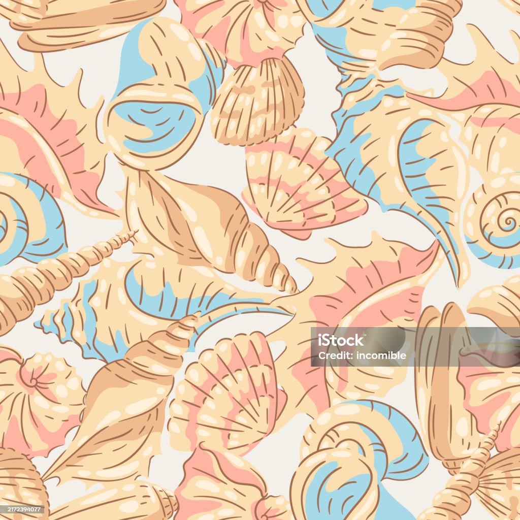 Mollusc Shell Patterns Seamless Pattern With Seashells Tropical Underwater Mollusk Shells ...