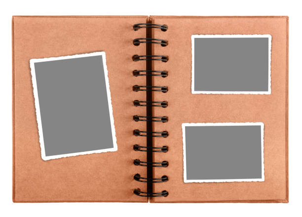 Album with  blank photo frames isolated on white