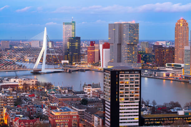 Rotterdam, Netherlands Cityscape at Dusk