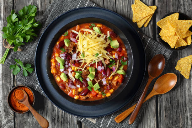 istock taco soup with kidney bean, corn, ground beef 2172401613
