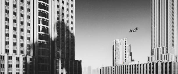 Retro-Futuristic Cityscape with Art Deco Architecture