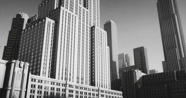 istock Retro-Futuristic Cityscape with Art Deco Architecture 2172405376