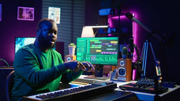 istock Musician doing online paid classes to help people play piano notes 2172407880