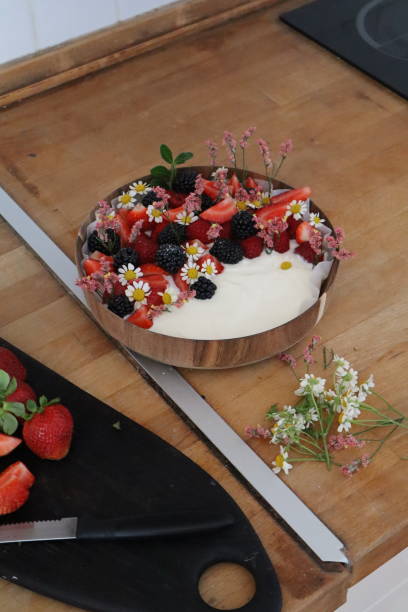 istock Handmade strawberry and blueberry cream cake 2172413526
