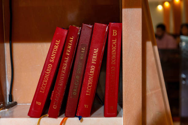 istock Lectionaries and prayer books on a pulpit shelf. 2172413953