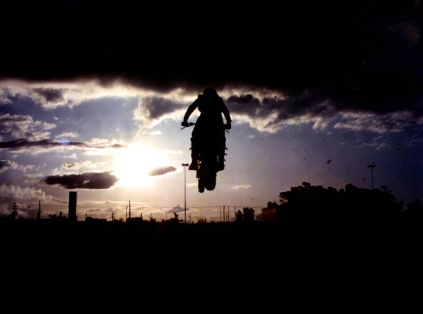 A trial motobike jumping to the sky