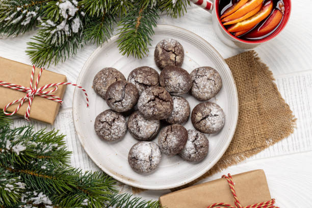 istock Christmas cookies and mulled wine arrangement 2172422874