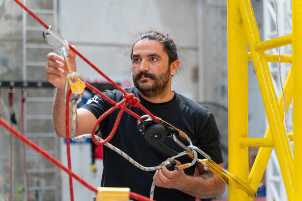 istock Engineer checking the rope and carabiner 2172431927