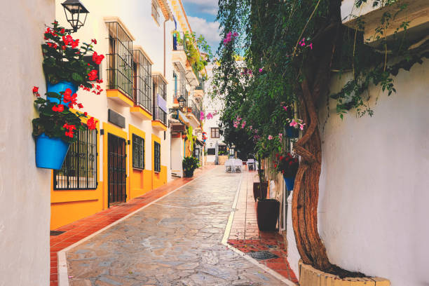 View of Marbella and beautiful building facade