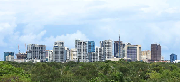 Fort Lauderdale, Florida, USA  - September 2 2024: Panoramic view of downtown Fort Lauderdale skyline.