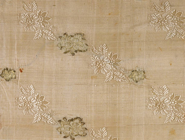 istock Beige and gold colored silk antique fabric background with elegant floral pattern. Luxury and ornate details. 2172450040