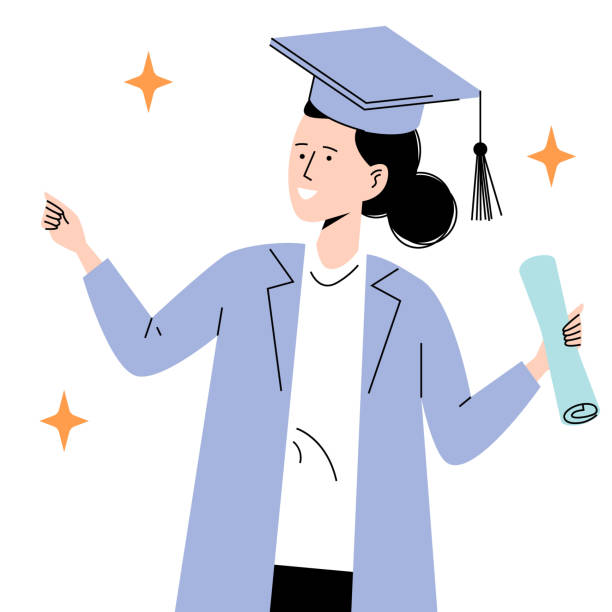 istock Girl student graduated from university, college. Woman in graduation cap, academic hat with diploma, certificate, bachelor and master degree. Smiling girl in educational institution 2172452588