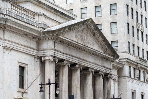 Philadelphia, USA - August 11, 2024. Architecture of historic building of the Ritz Carlton hotel on South Broad Street in Philadelphia, Pennsylvania, USA
