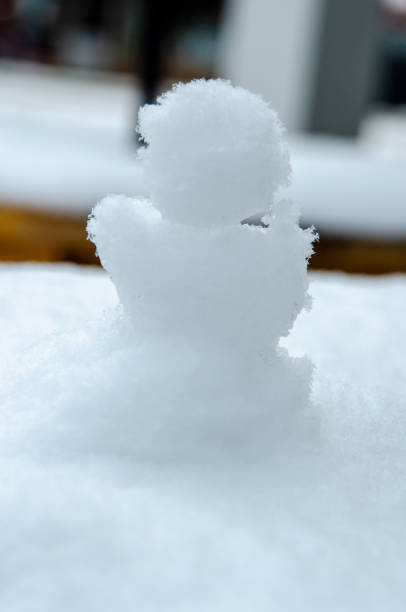 Close Up of Tiny Abstract Snowman on railing