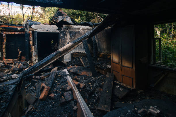 istock Burnt house interior. Consequences of fire 2172465144
