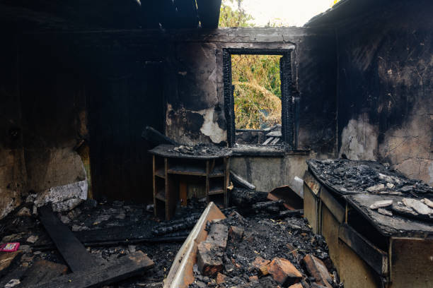 istock Burnt house interior. Consequences of fire 2172465182