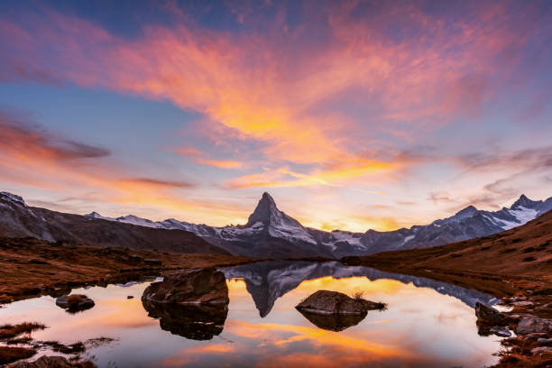 istock Incredible colorful sunset on Stellisee lake 2172477334