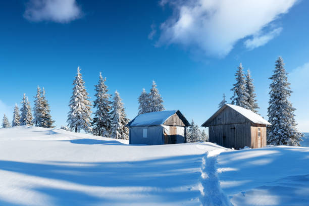 istock Fantastic landscape with snowy house 2172478170