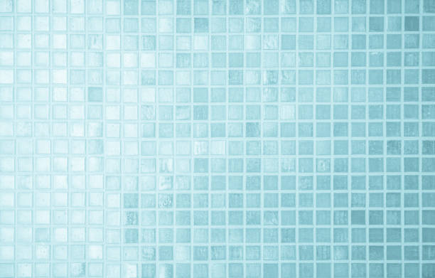 istock Blue light ceramic wall chequered and floor tiles mosaic background in bathroom. Design pattern geometric with grid wallpaper texture decoration pool. Simple seamless abstract surface clean. 2172479407