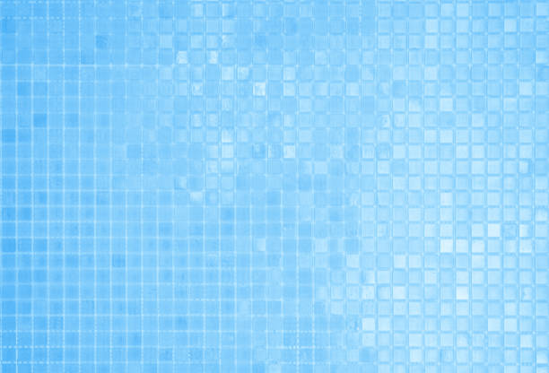 Blue light ceramic wall chequered and floor tiles mosaic background in bathroom. Design pattern geometric with grid wallpaper texture decoration pool. Simple seamless abstract surface clean.
