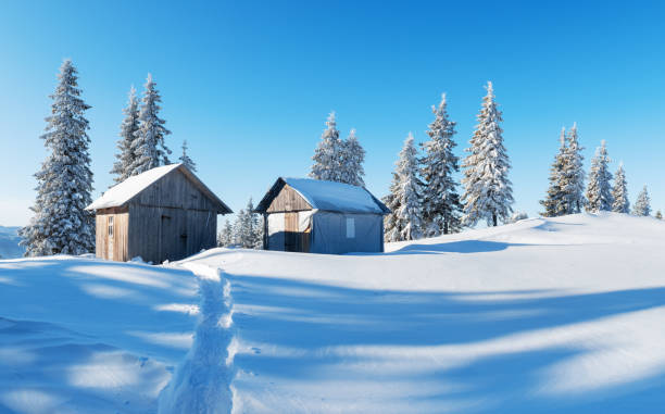 istock Fantastic landscape with snowy house 2172483691