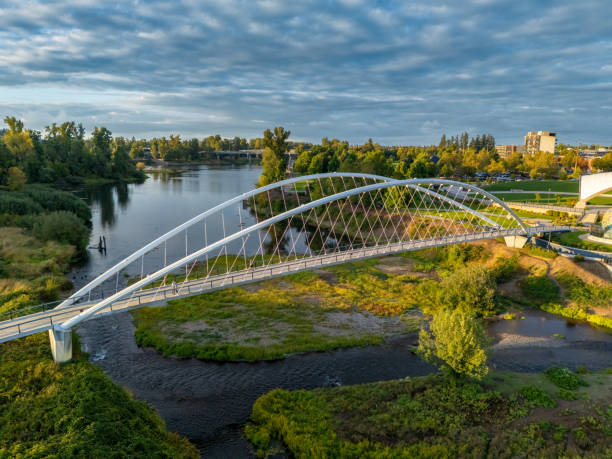 Peter Minto Bridge Salem Oregon Cloudy Skies over Riverfront Park