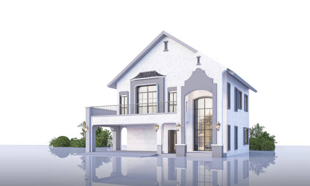 Isolated Modern House with Garden and Fence