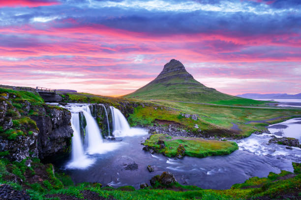 istock Colorful sunrise on Kirkjufellsfoss waterfall 2172494189