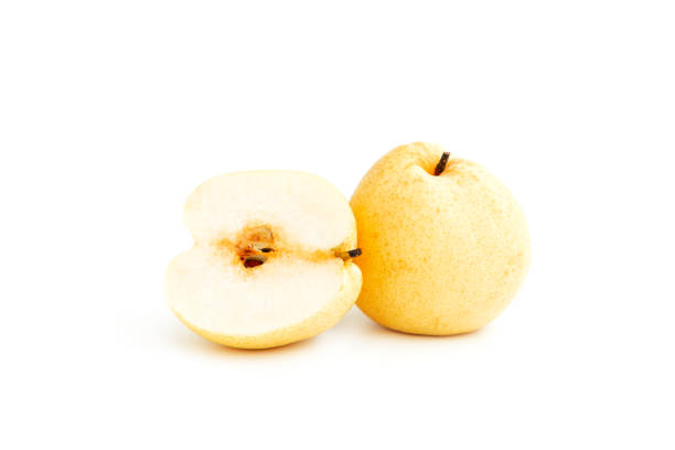 istock Chinese pear fruit (Pyrus pyriforia) isolated on white background, Asian pear fruit 2172499458