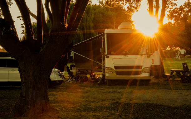istock Camping at sunset in Rv 2172502289