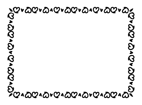 Rectangular Heart Net Heart Line Frame Rectangle Doodle Art Heart Border Outline Adorable ...