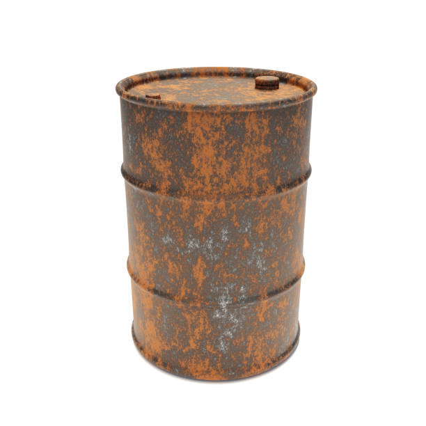 istock A rusty oil barrel on white background 2172512462