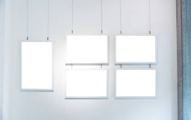 Blank picture frames hanging on the wall