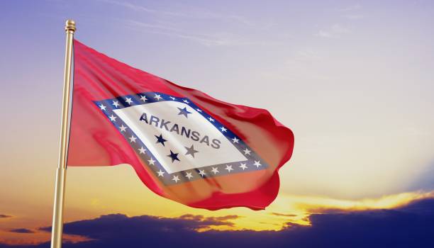 istock Flag of Arkansas US state against the sunset 2172516510