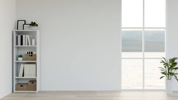 istock A minimalist white empty room features a space against the white wall and home decor. 2172524294