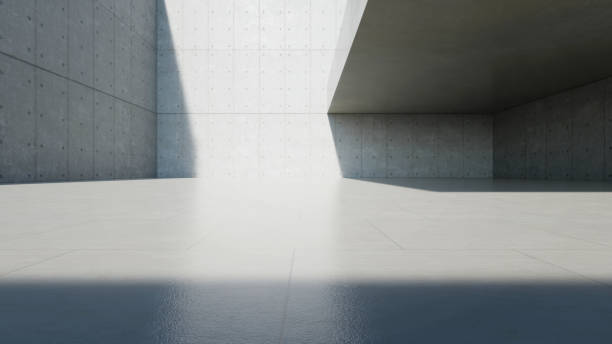 istock 3d render of empty concrete interior space with sun light,  Abstract architecture with cement structure for car presentation 2172528543