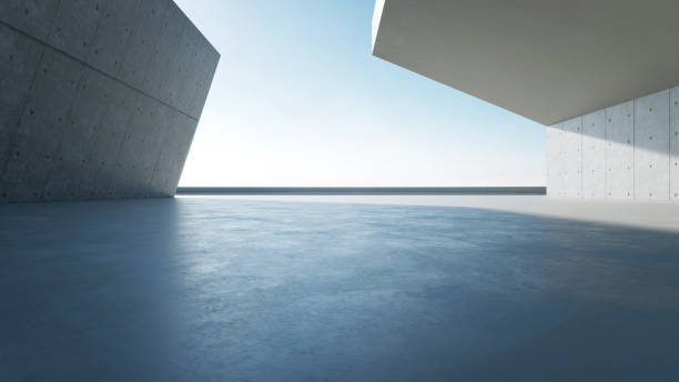istock 3d render of empty concrete interior space with sun light,  Abstract architecture with cement structure for car presentation 2172528544