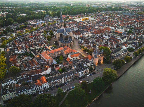 istock Kampen old town at the river IJssel during a summer sunset 2172535081
