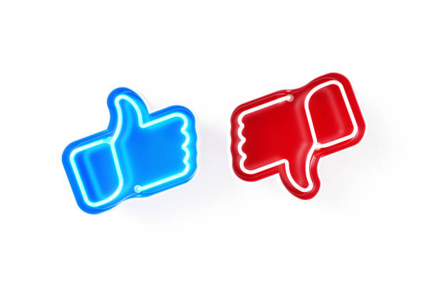 istock Red And Blue Thumbs Up Symbols On White Background 2172535885