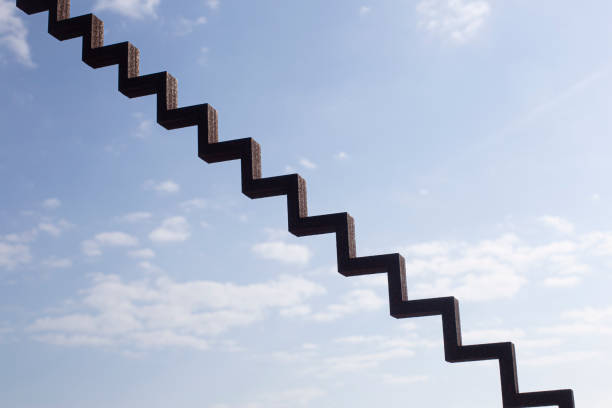 A road or stairway to heaven with a cloudy sky