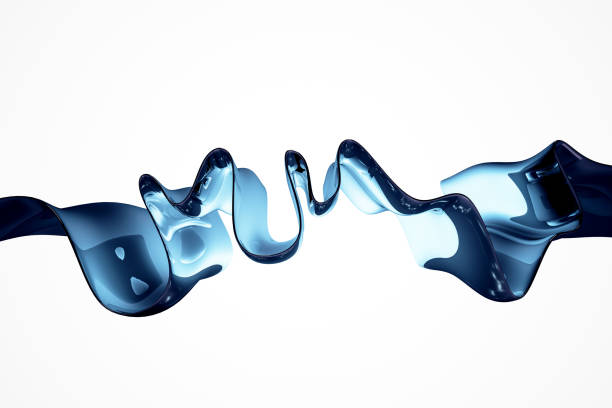 istock Blue Abstract Ribbon-like Wave on White Background. 3D Rendering 2172539378
