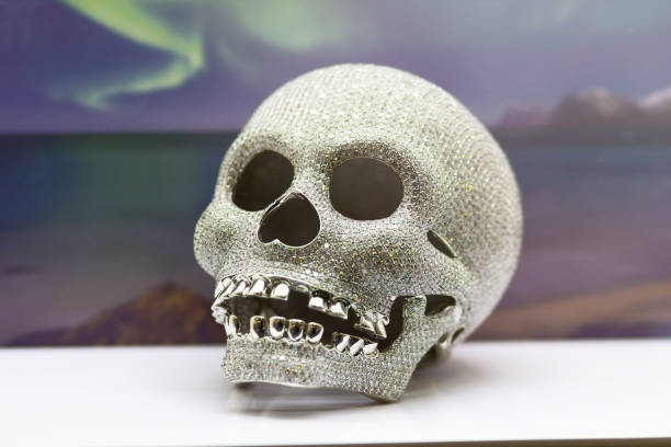 Shiny glamorous skull as decoration close-up