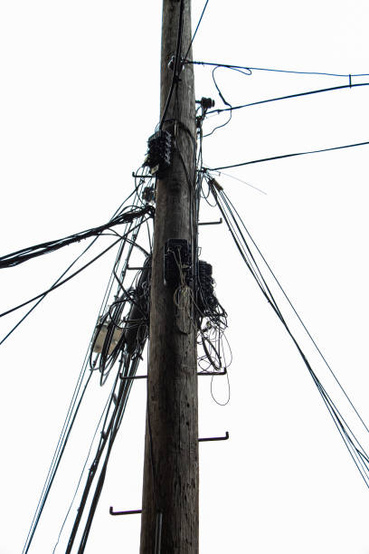 istock Telegraph Cable Pole for Electircal Power and Telephone Line 2172551229