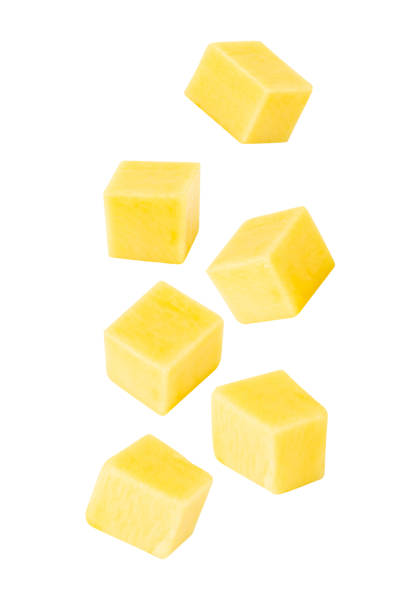 istock Falling Yellow Mango slices isolated on white background with clipping path, full depth of field 2172551698