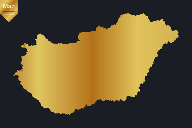 istock Abstract - High Detailed Gold Map of Hungary. 2172552758