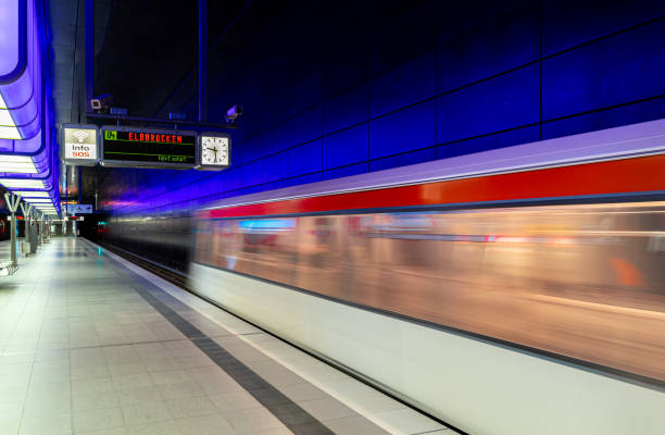 istock Blurred motion of arriving subway train at Subway station Hafencity 2172552838